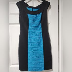 Signature London Style Dress Womens Size 8 Office Color Block Blue Black